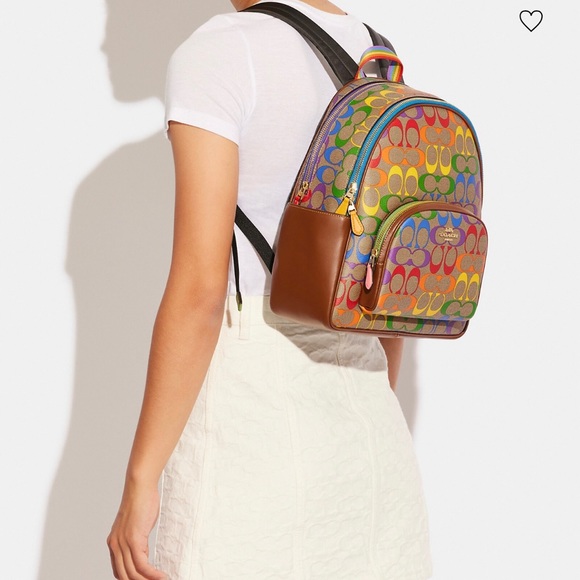 Coach Court Backpack In Rainbow Signature Canvas NWT - Picture 2 of 6